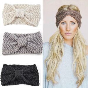 Bohemian Knitted Headband Ear Warmer in Cream NWT One Size